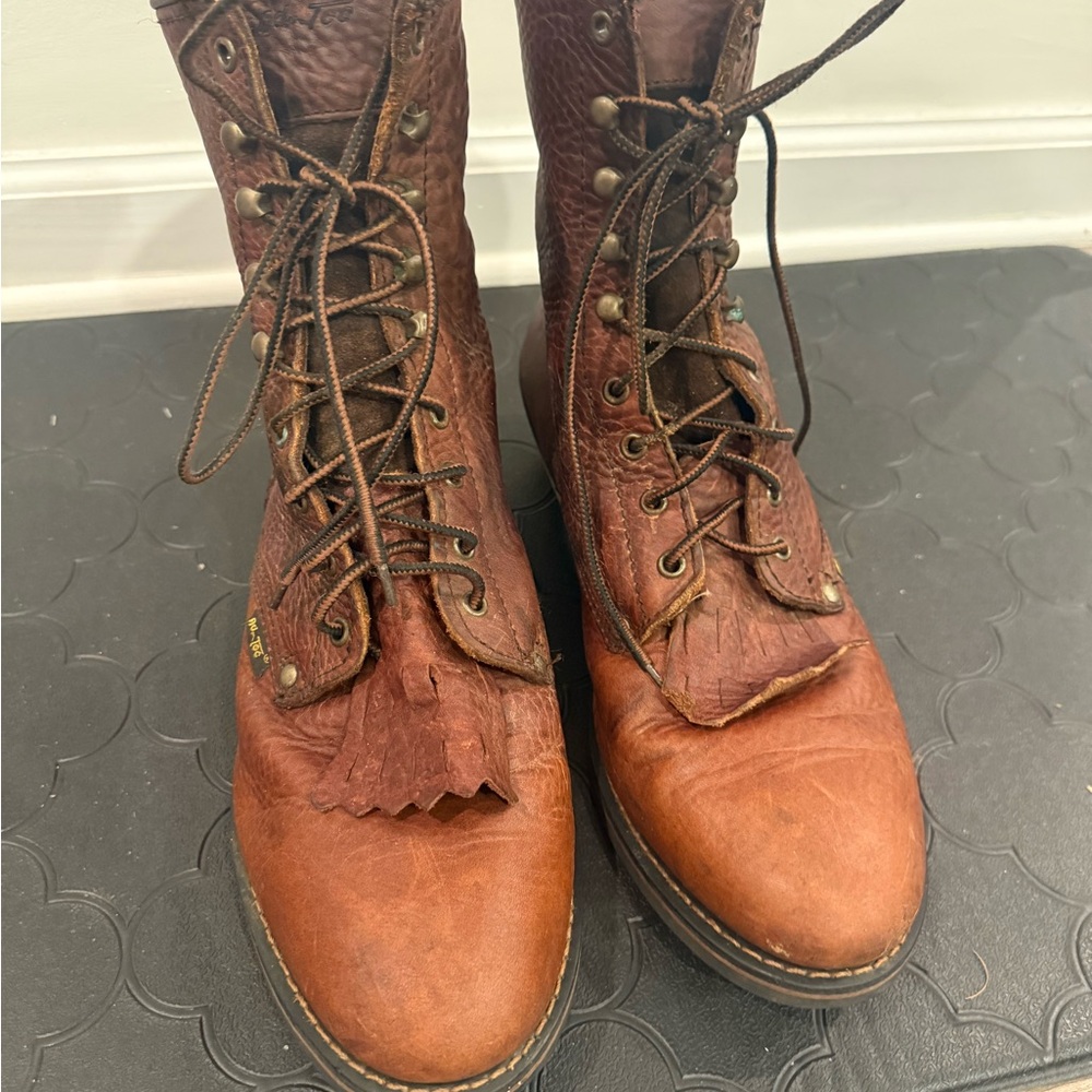 Men's Brown Leather Lace-Up Work Boots